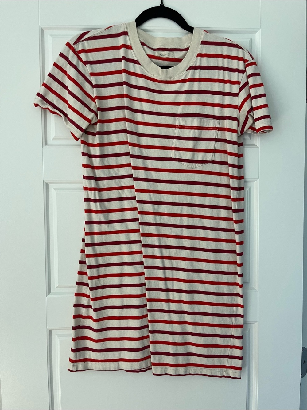 Madewell White and Red Striped Tee